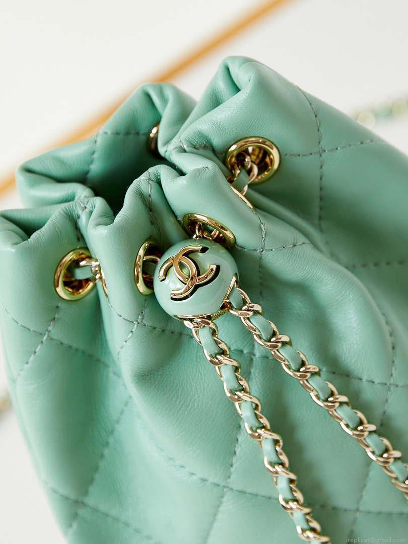 Chanel AS4810 Backpack Shiny Lambskin & Gold-Tone Metal Green
