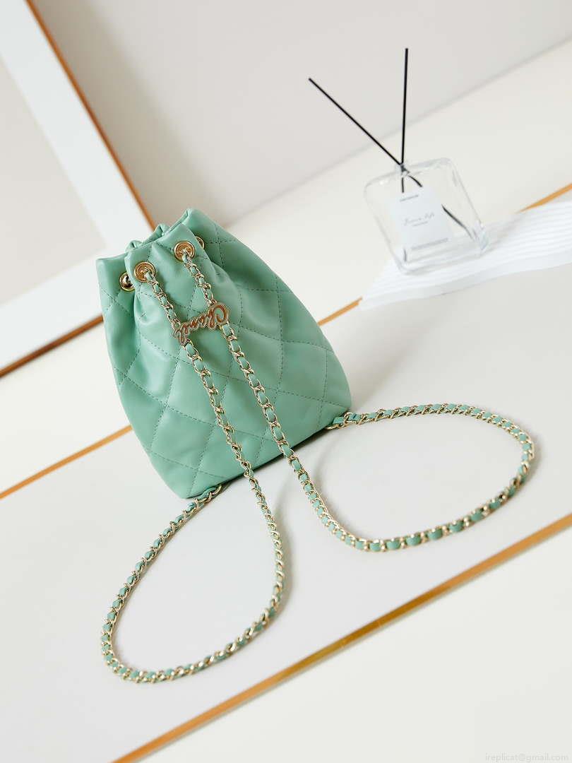 Chanel AS4810 Backpack Shiny Lambskin & Gold-Tone Metal Green