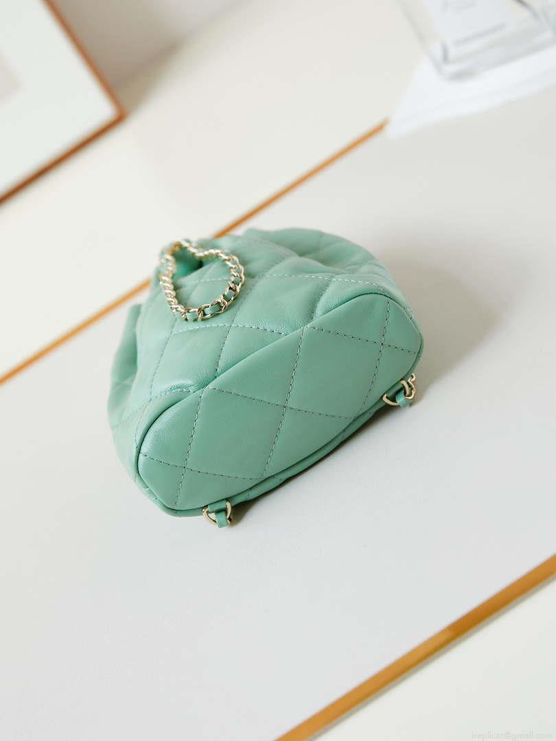 Chanel AS4810 Backpack Shiny Lambskin & Gold-Tone Metal Green