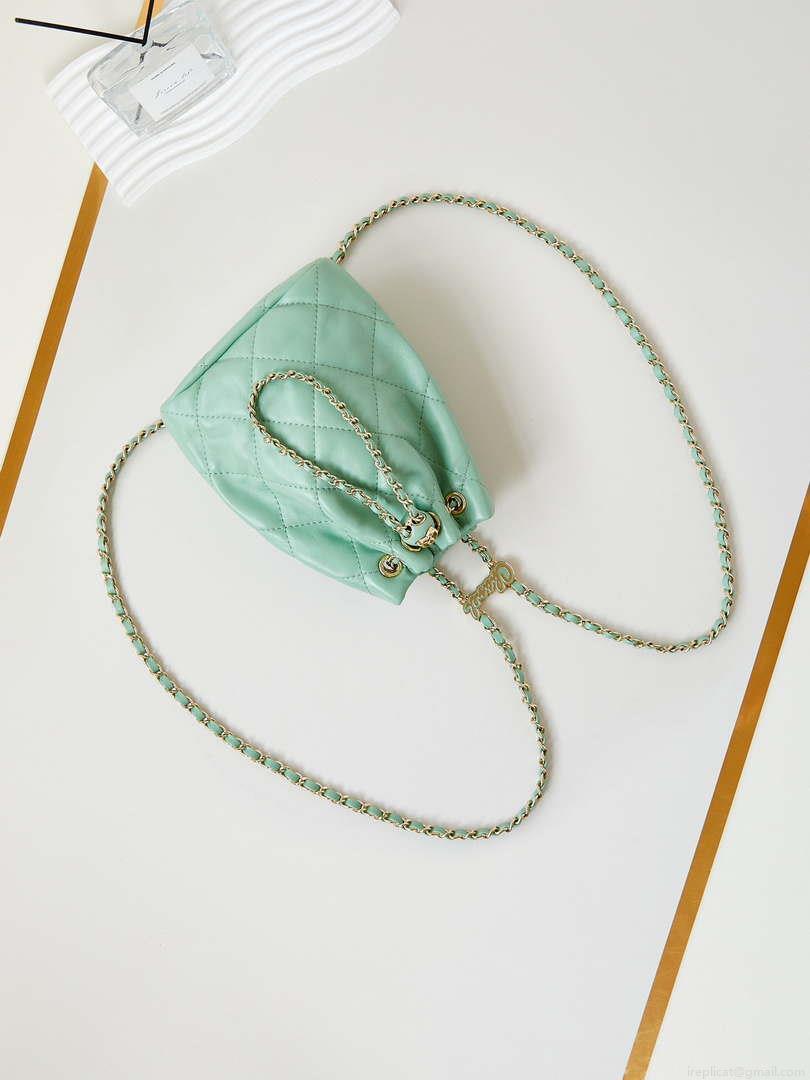 Chanel AS4810 Backpack Shiny Lambskin & Gold-Tone Metal Green