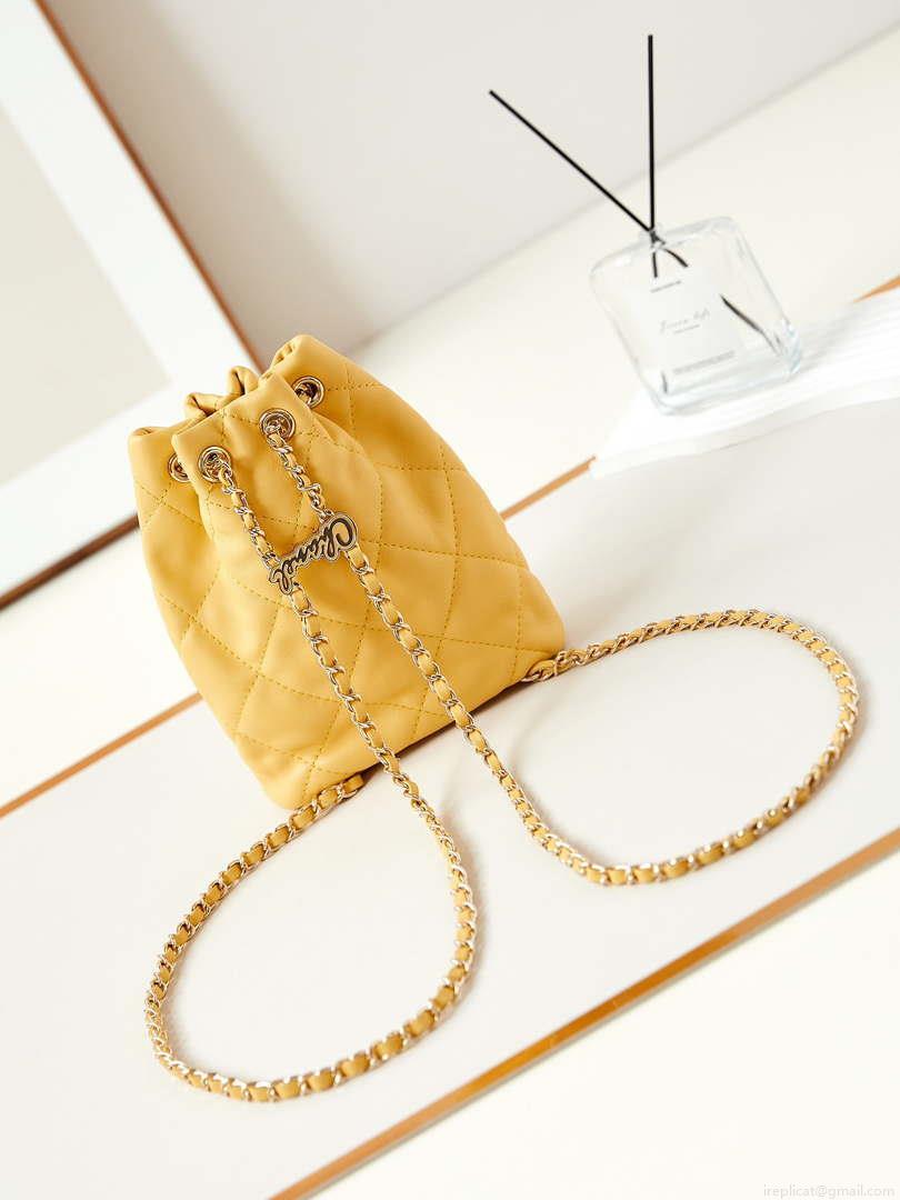 Chanel AS4810 Backpack Shiny Lambskin & Gold-Tone Metal Yellow