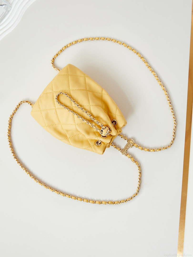 Chanel AS4810 Backpack Shiny Lambskin & Gold-Tone Metal Yellow