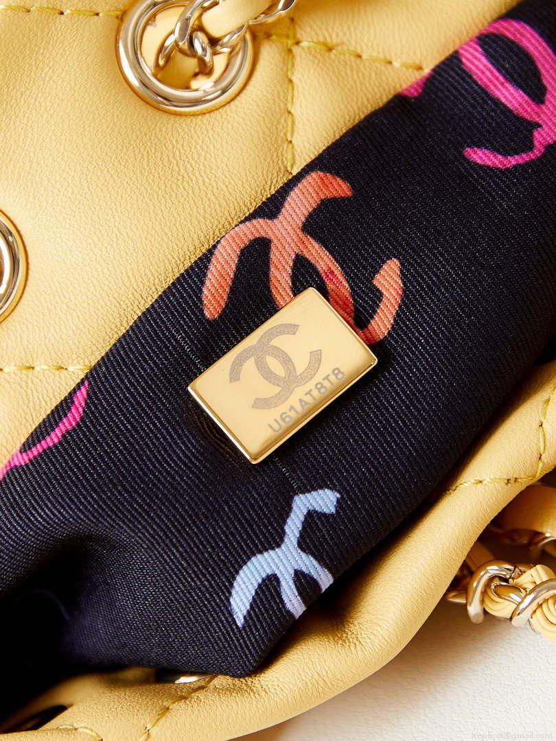 Chanel AS4810 Backpack Shiny Lambskin & Gold-Tone Metal Yellow