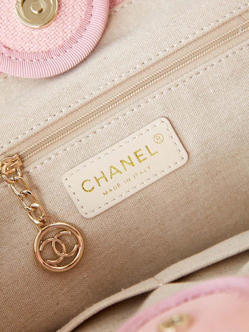 Chanel AS3257 Small Shopping Bag Mixed Fibers Calfskin & Gold-Tone Metal Pink