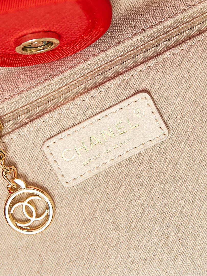 Chanel AS3257 Small Shopping Bag Mixed Fibers Calfskin & Gold-Tone Metal Red