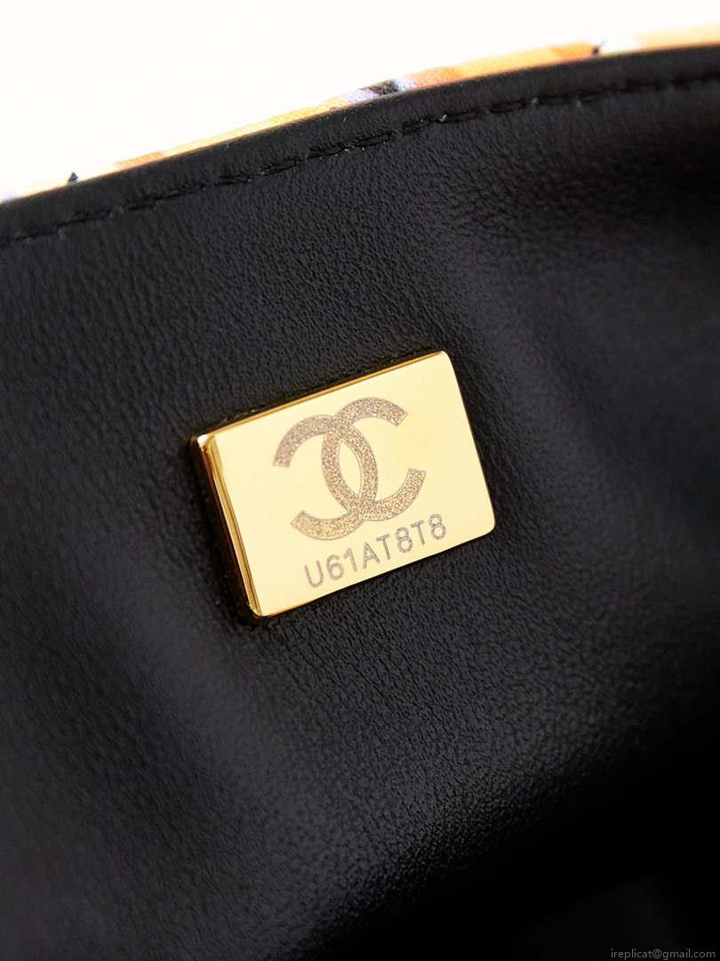 Chanel A69900 Mini Flap Printed Fabric & Gold Metal AS1116 Black & Multicolour