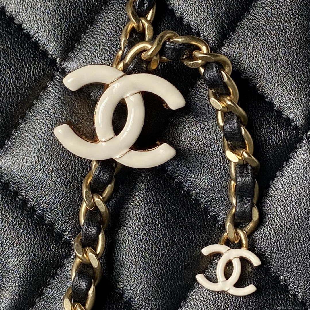 Chanel AS4967 Small Flap Bag Shiny Lambskin Enamel & Gold-Tone Metal Black