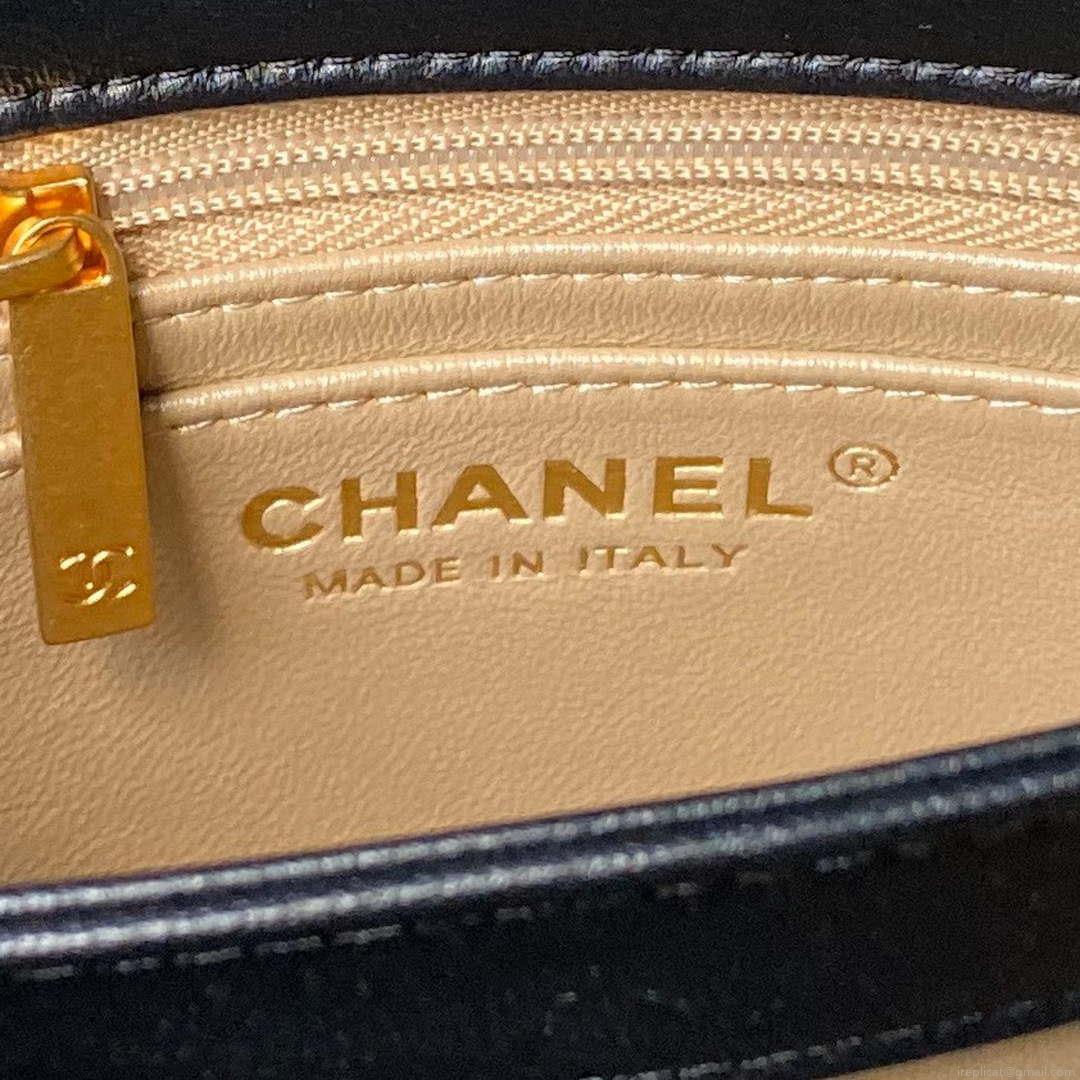 Chanel AS4967 Small Flap Bag Shiny Lambskin Enamel & Gold-Tone Metal Black