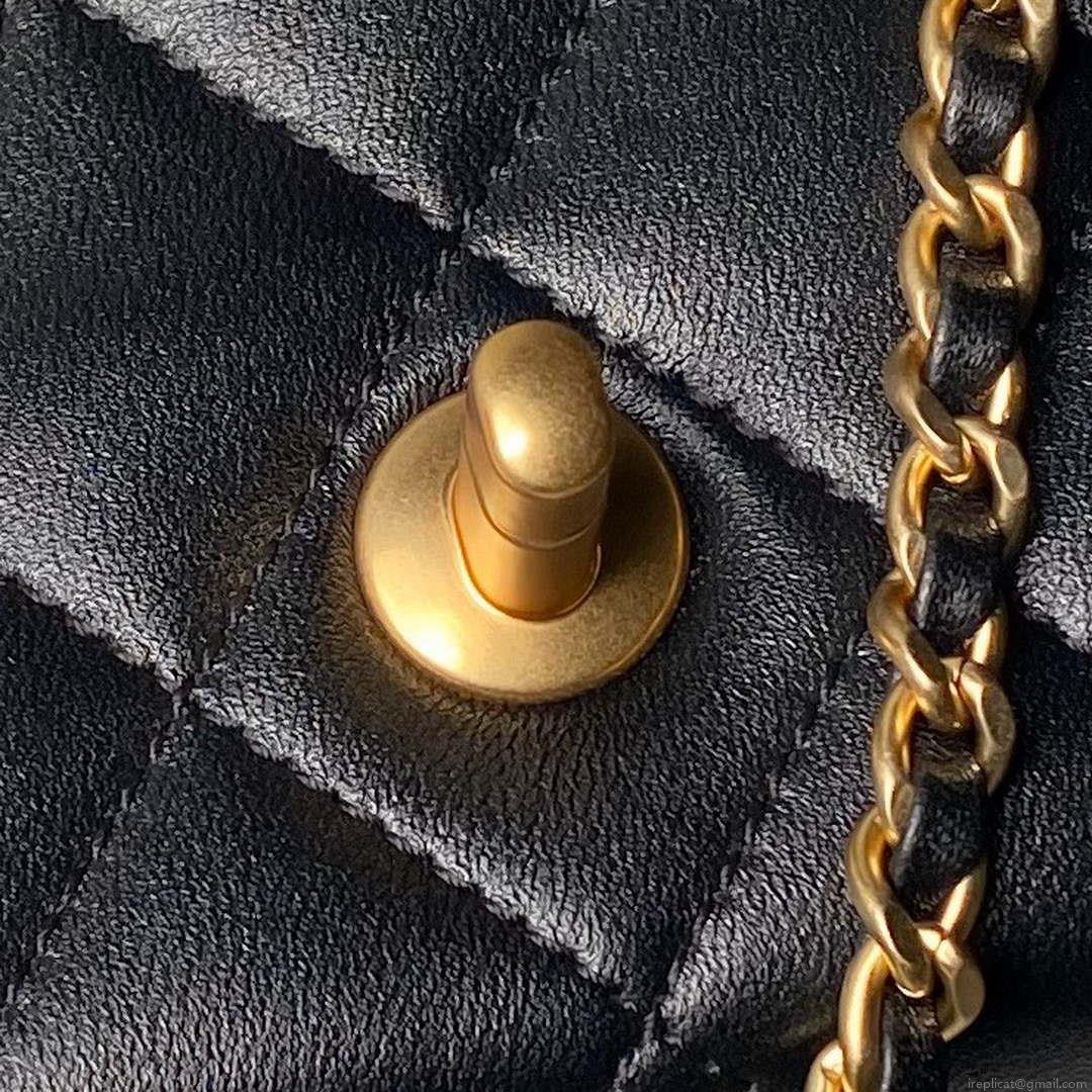 Chanel AS4967 Small Flap Bag Shiny Lambskin Enamel & Gold-Tone Metal Black