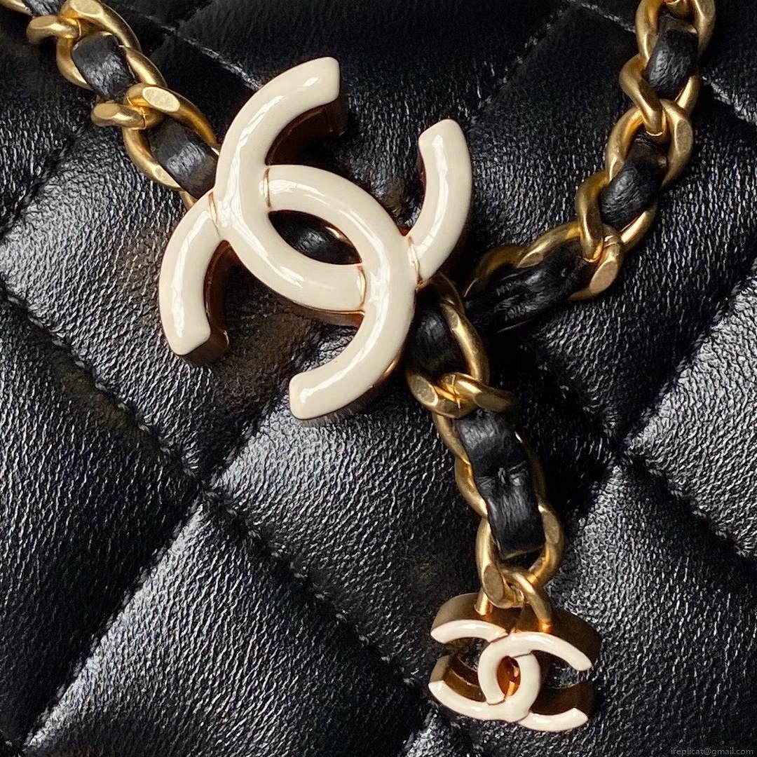 Chanel AS4973 Mini Flap Bag Shiny Lambskin Enamel & Gold-Tone Metal Black