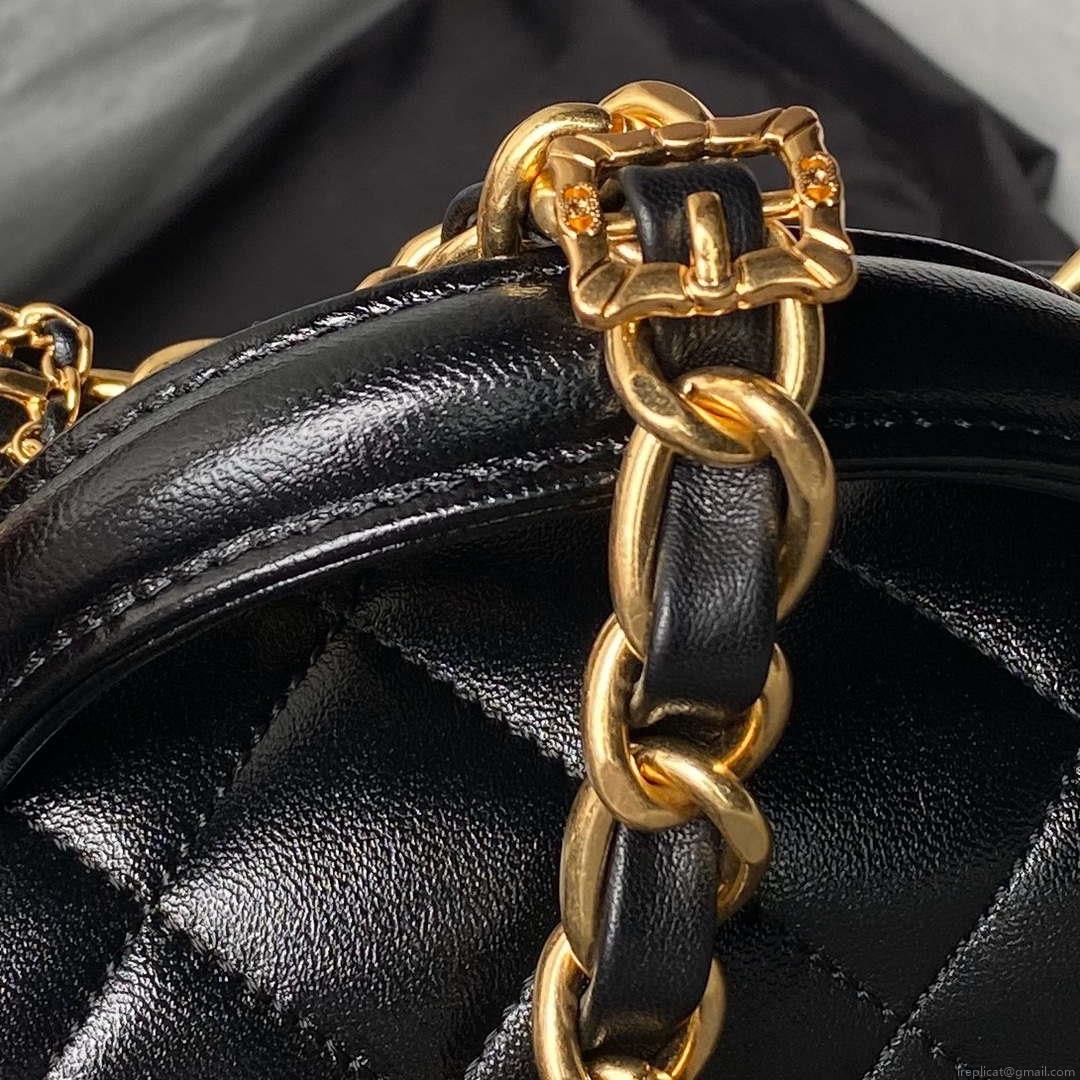 Chanel AS4992 Mini Flap Bag with Top Handle Shiny Lambskin & Gold-Tone Metal Black