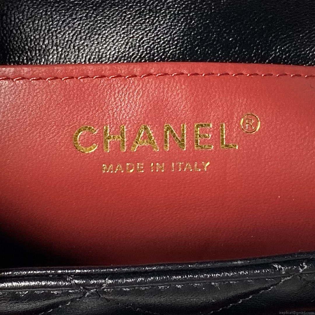 Chanel AS4992 Mini Flap Bag with Top Handle Shiny Lambskin & Gold-Tone Metal Black
