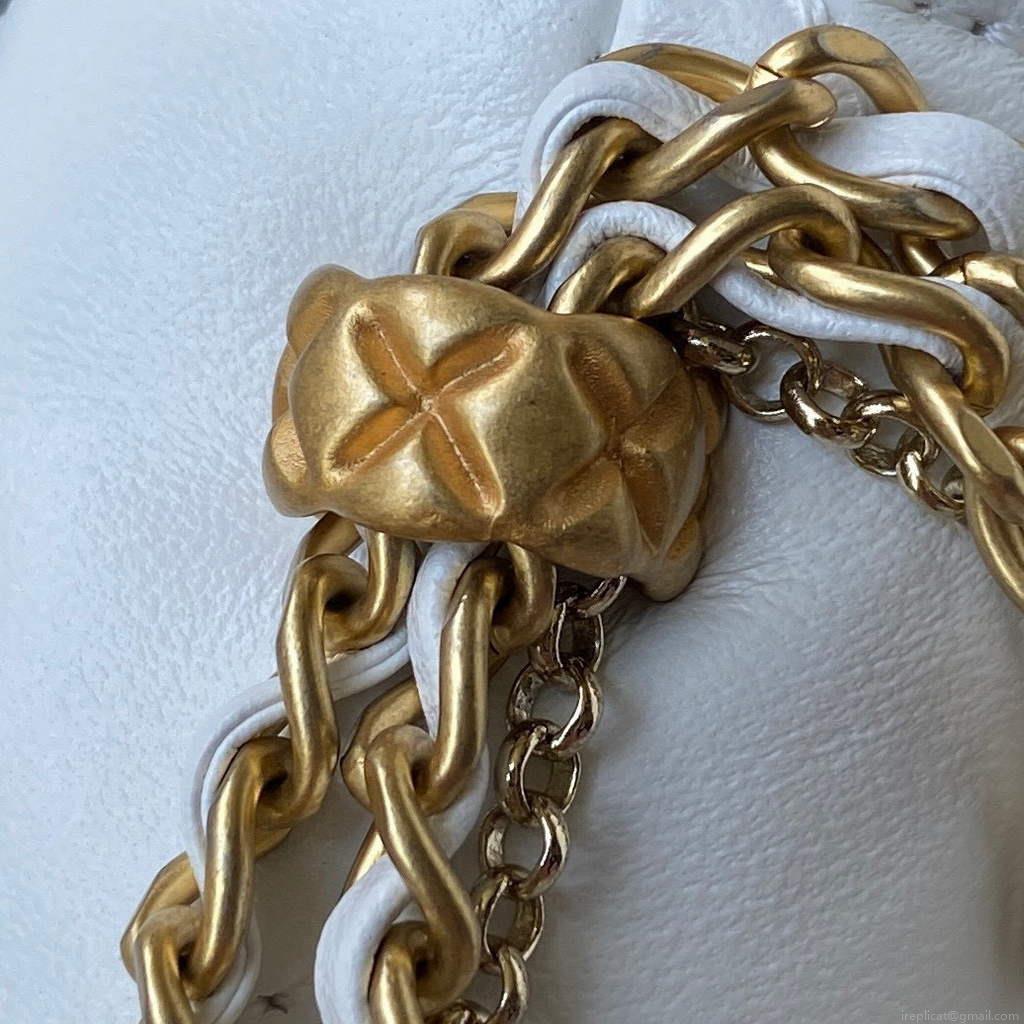Chanel AS2563 Flap Bag Lambskin Gold White