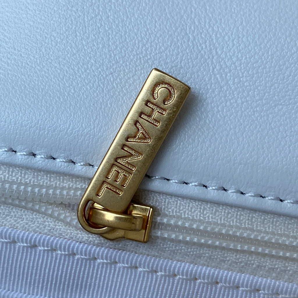 Chanel AS2563 Flap Bag Lambskin Gold White