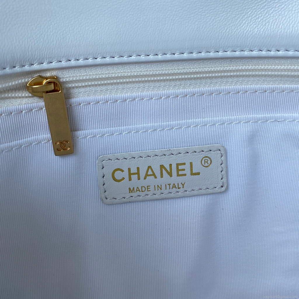 Chanel AS2563 Flap Bag Lambskin Gold White