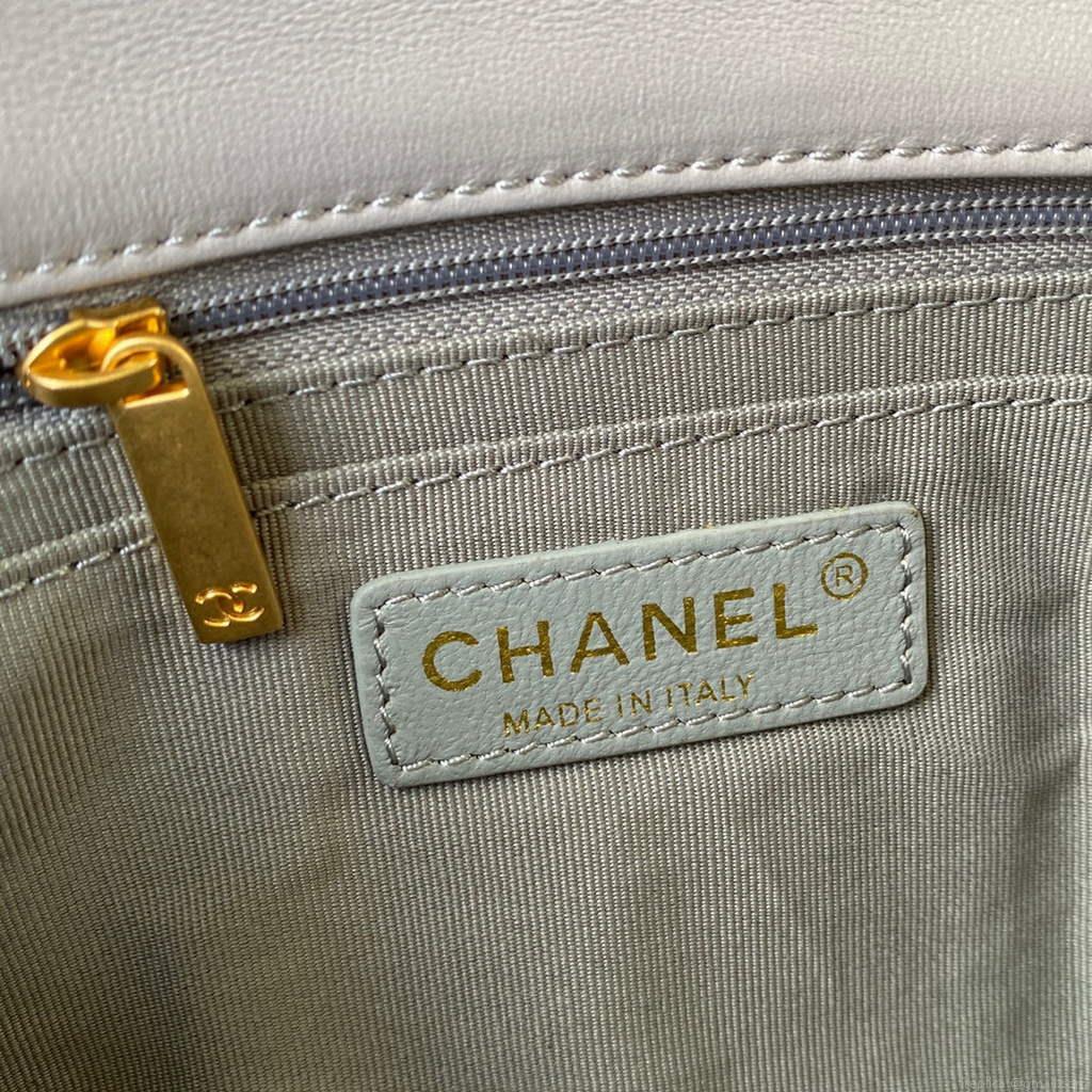 Chanel AS2563 Flap Bag Lambskin Gold Gray