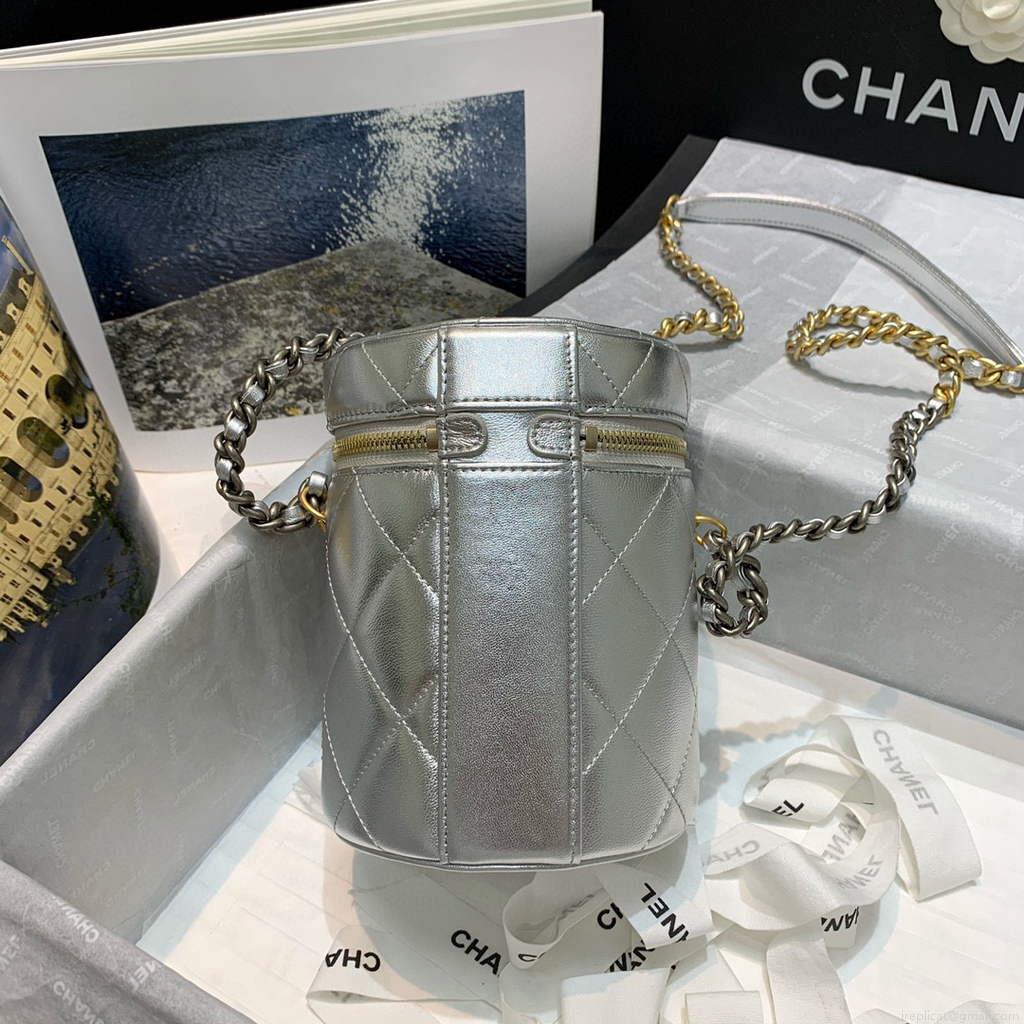 Chanel AS2735 Small Vanity Case Lambskin Gold Silver