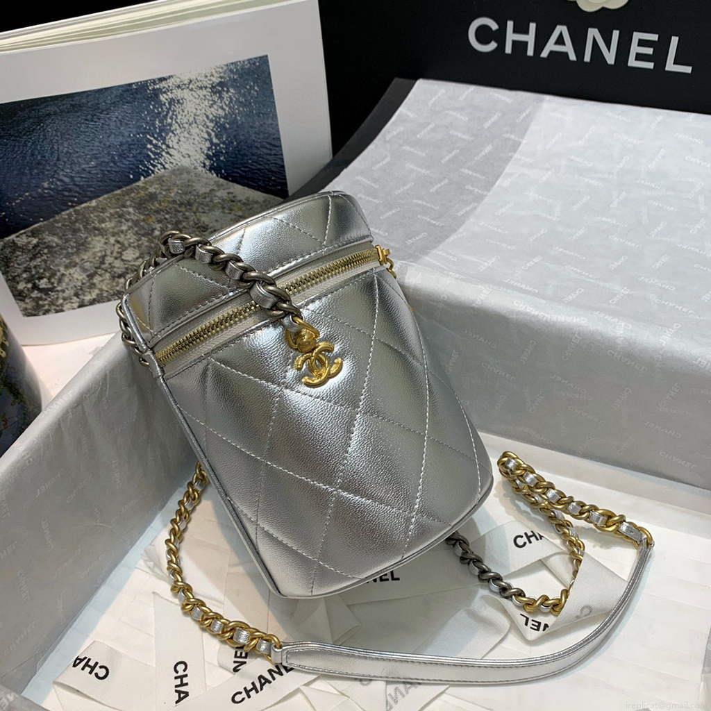 Chanel AS2735 Small Vanity Case Lambskin Gold Silver