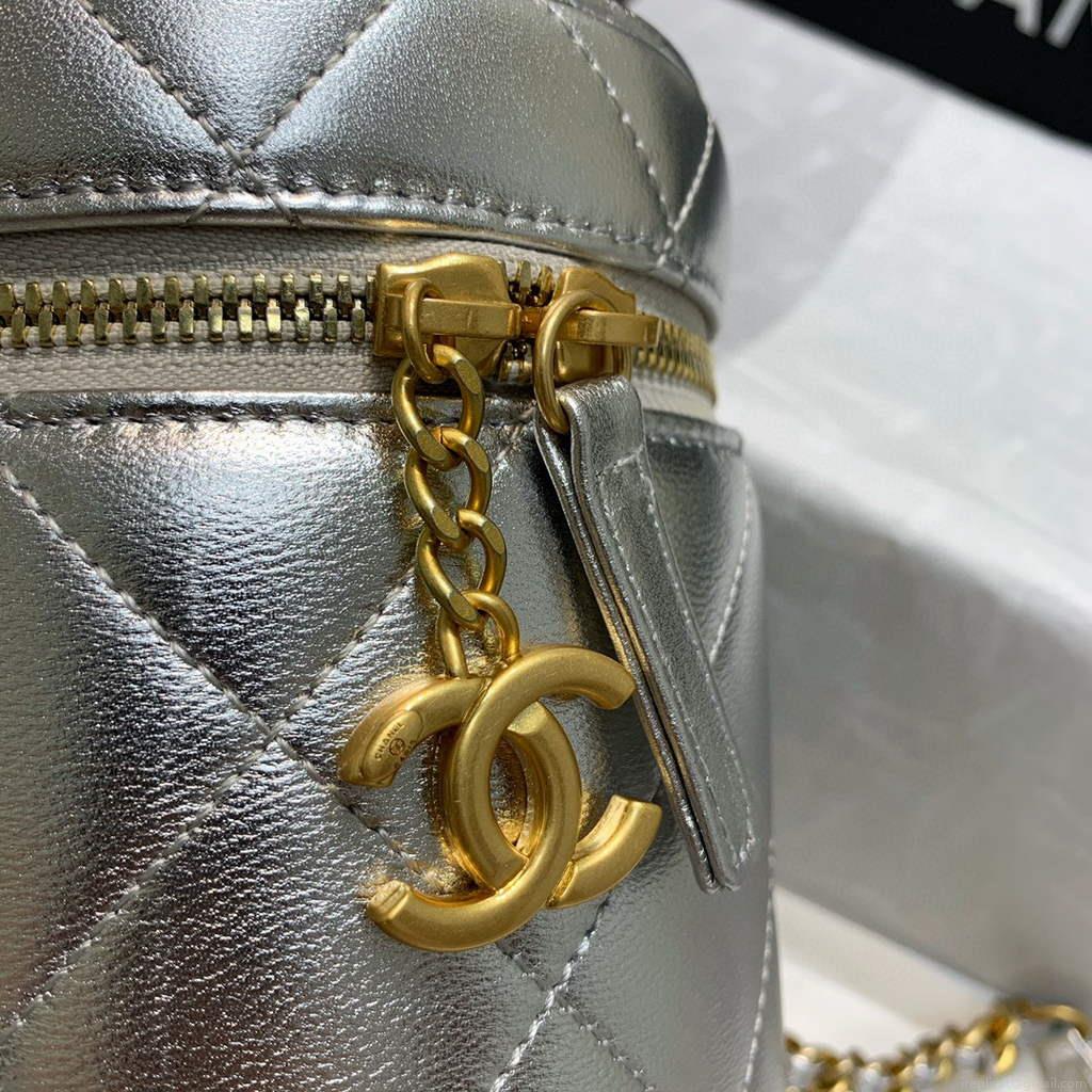 Chanel AS2735 Small Vanity Case Lambskin Gold Silver