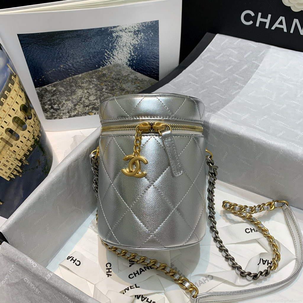 Chanel AS2735 Small Vanity Case Lambskin Gold Silver