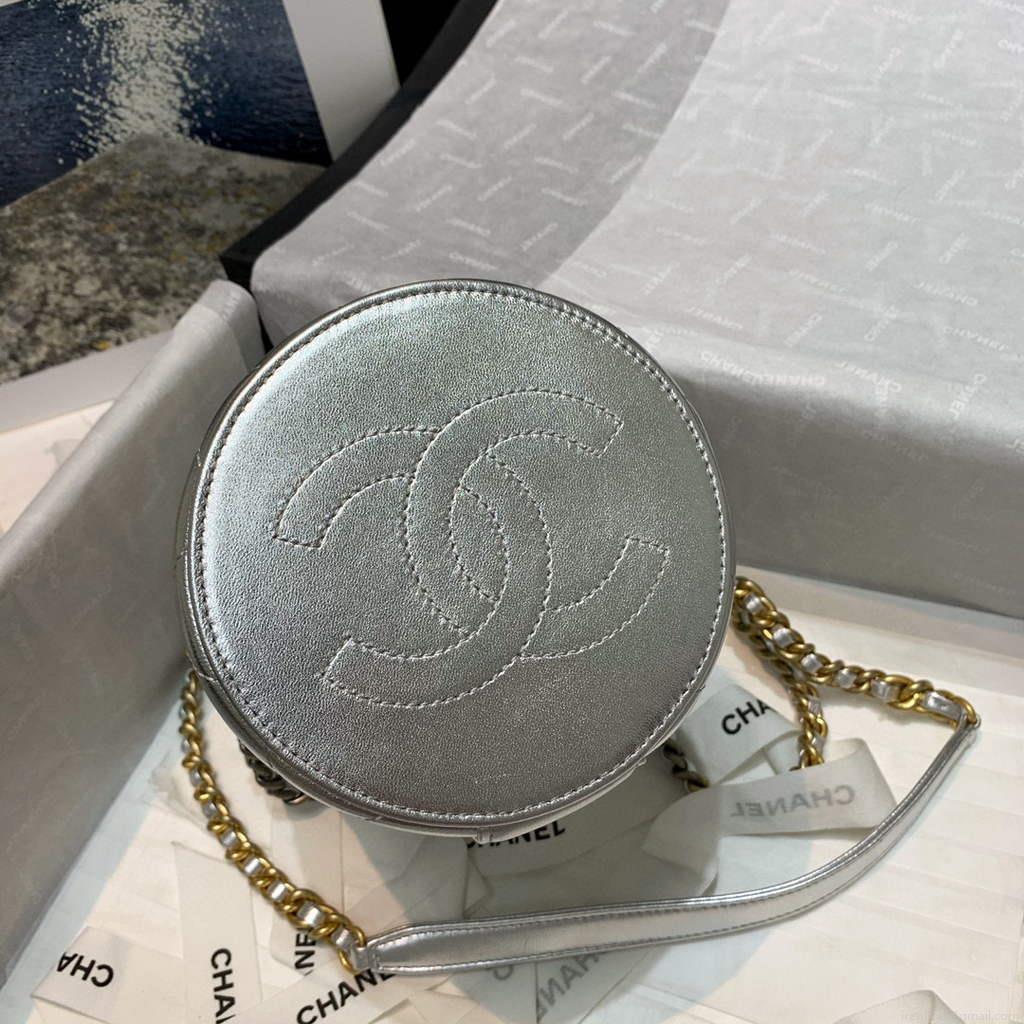Chanel AS2735 Small Vanity Case Lambskin Gold Silver