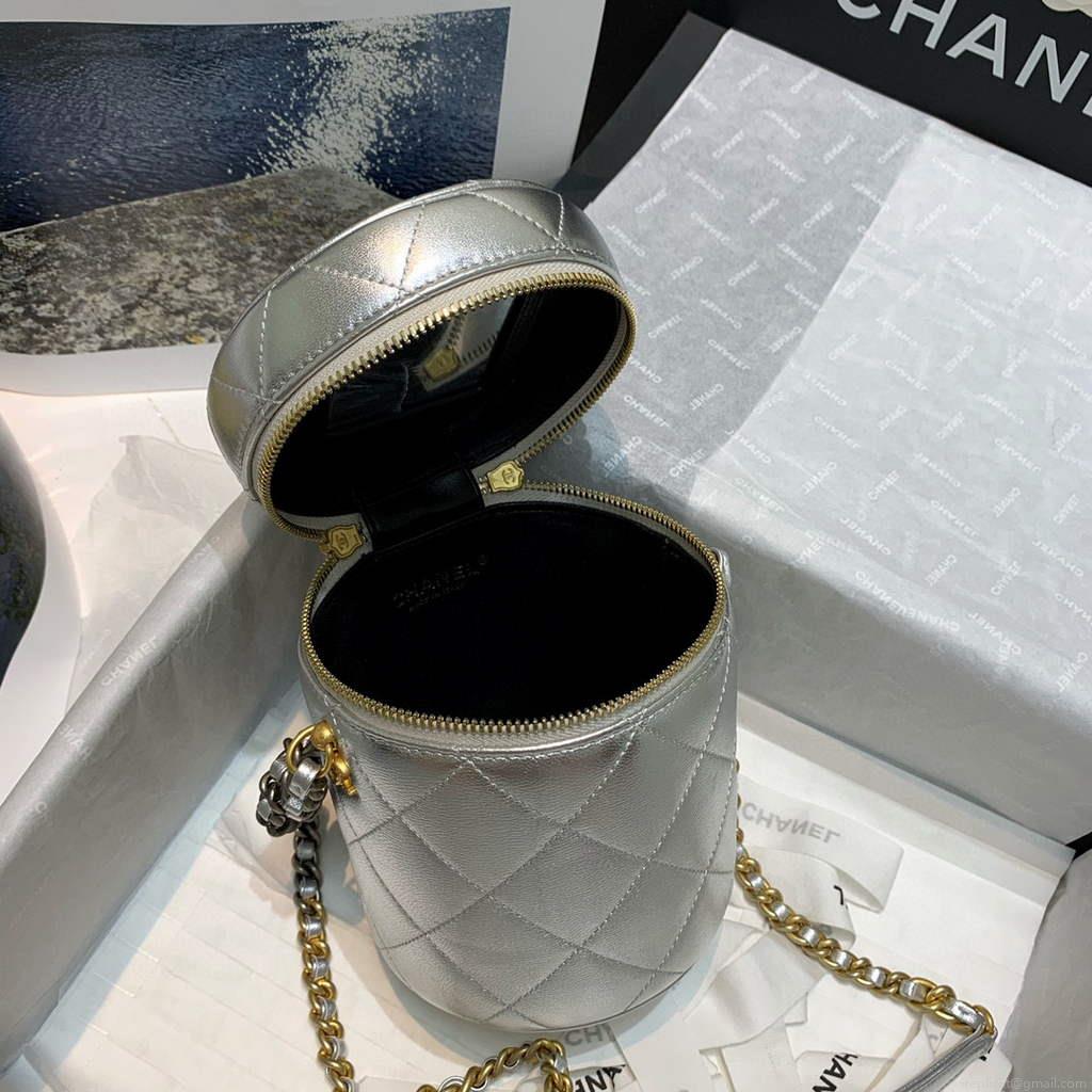 Chanel AS2735 Small Vanity Case Lambskin Gold Silver