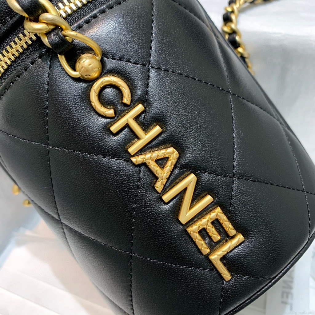 Chanel AS2735 Small Vanity Case Lambskin Gold Black