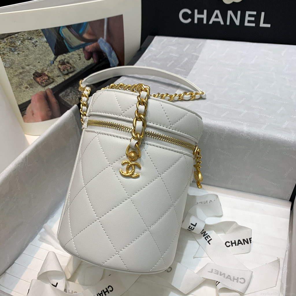 Chanel AS2735 Small Vanity Case Lambskin Gold White
