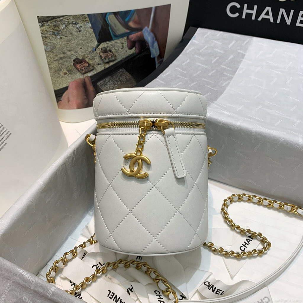 Chanel AS2735 Small Vanity Case Lambskin Gold White