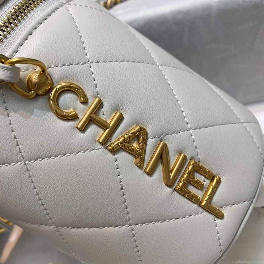 Chanel AS2735 Small Vanity Case Lambskin Gold White