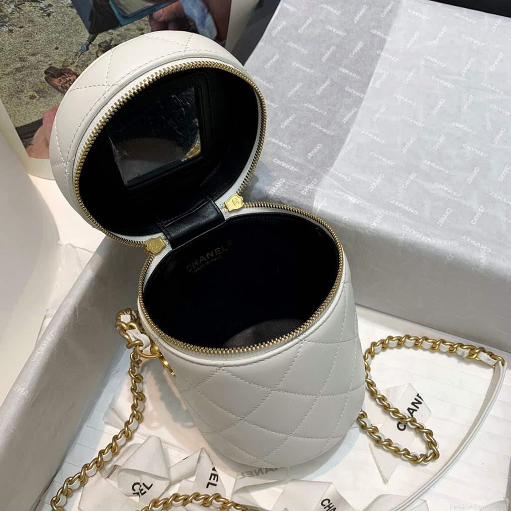 Chanel AS2735 Small Vanity Case Lambskin Gold White