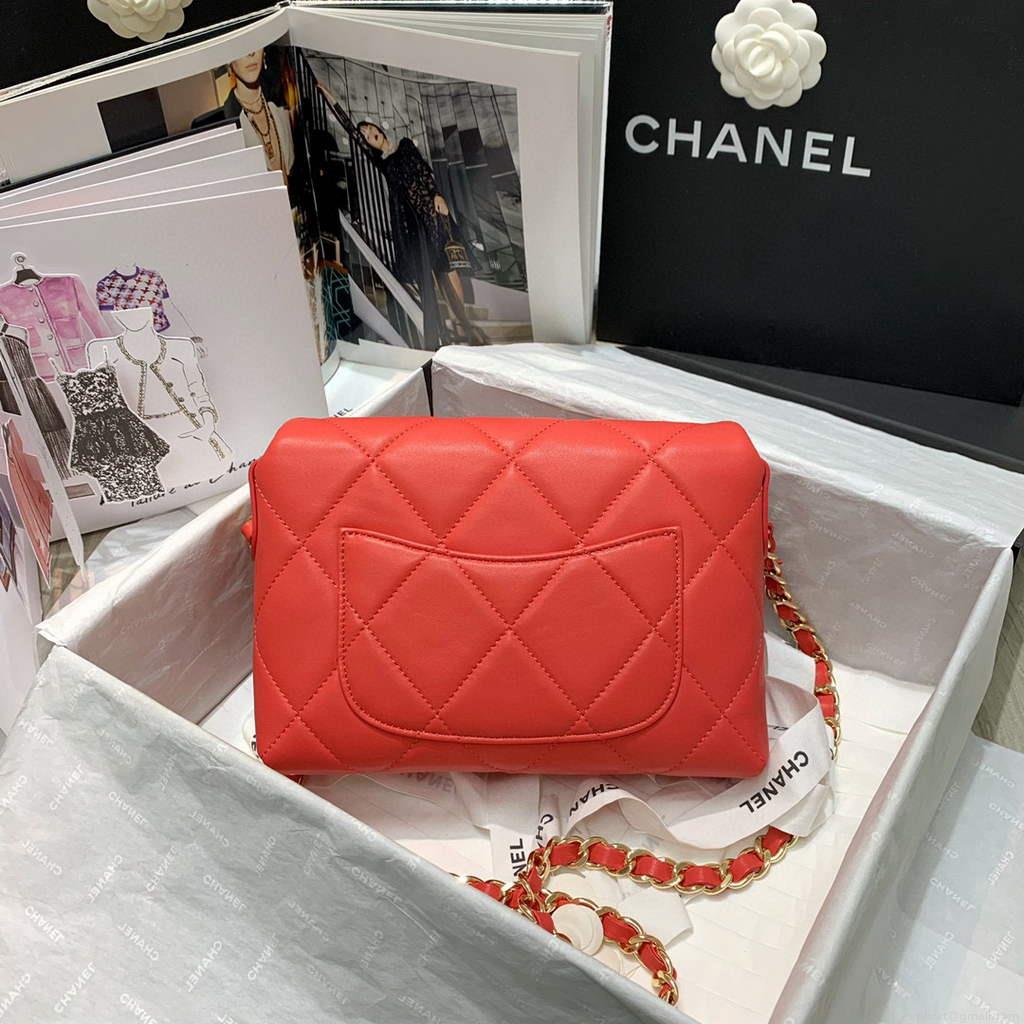 Chanel AS2299 Flap Bag Shoulder Orange Red