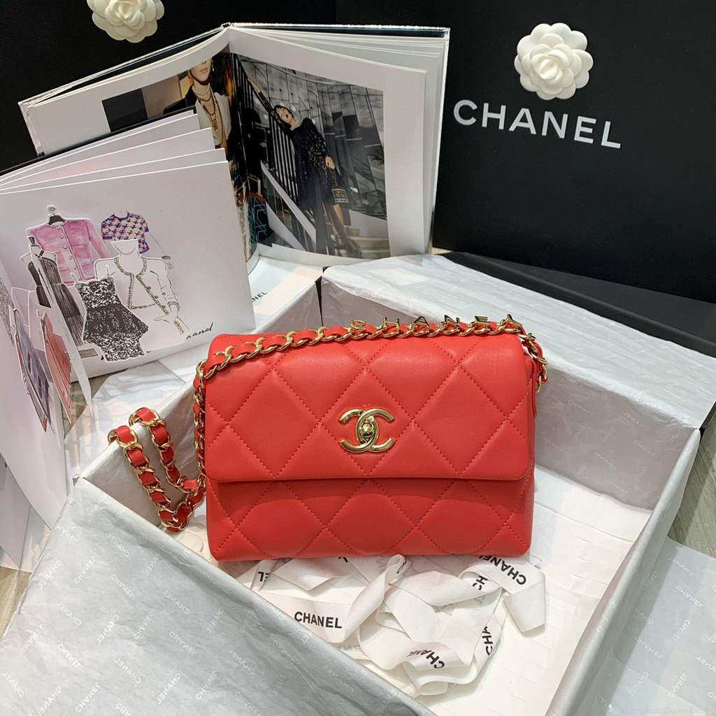 Chanel AS2299 Flap Bag Shoulder Orange Red