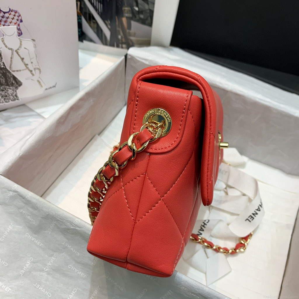 Chanel AS2299 Flap Bag Shoulder Orange Red