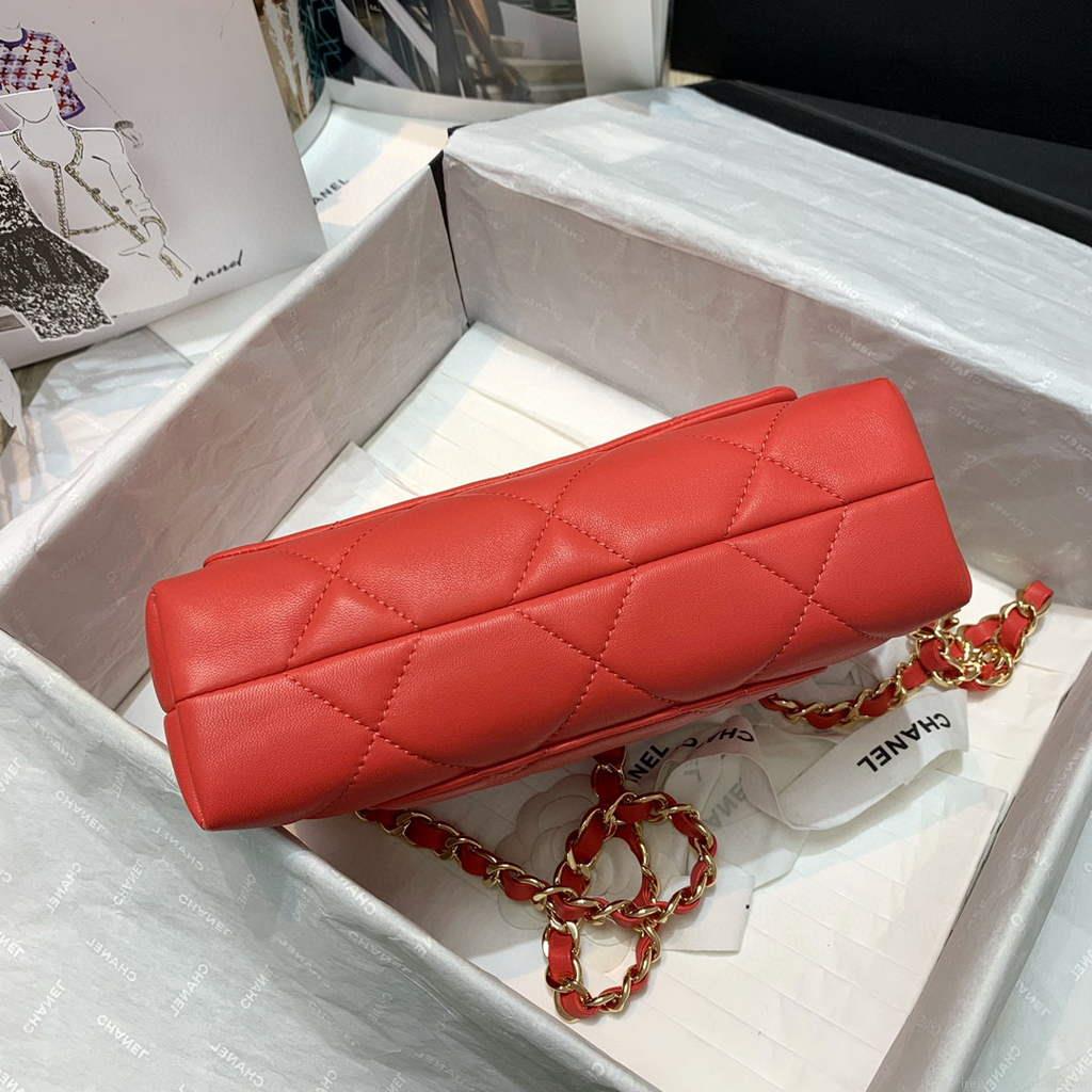 Chanel AS2299 Flap Bag Shoulder Orange Red