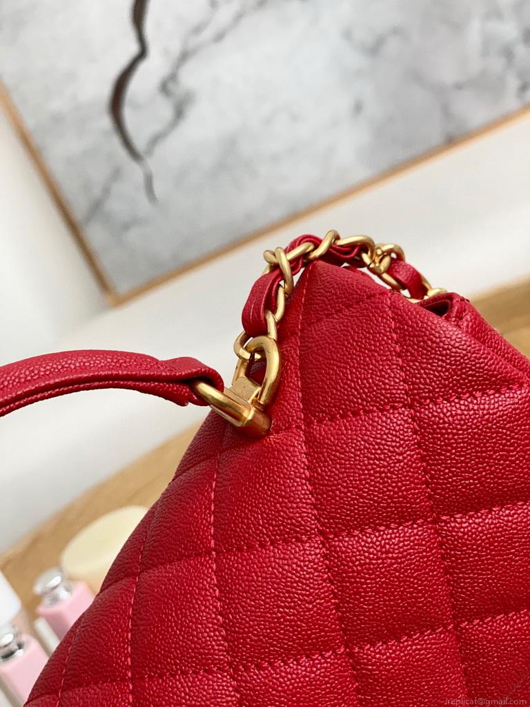 Chanel AS2431 Mini flap bag with top handle Calfskin Red