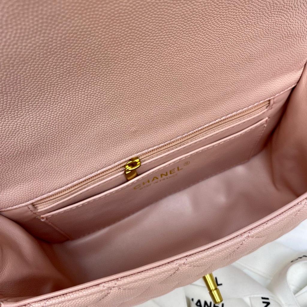 Chanel AS2431 Mini flap bag with top handle Calfskin light pink