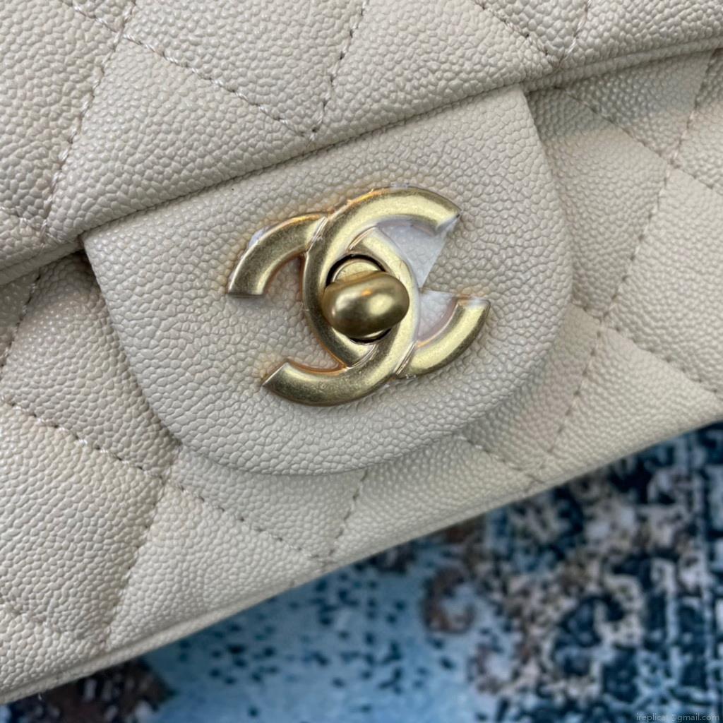 Chanel AS2431 Mini flap bag with top handle Calfskin Apricot