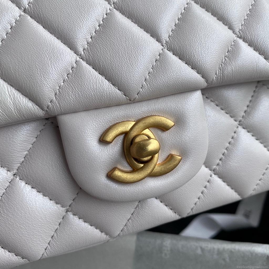 Chanel AS2431 Mini flap Lambskin bag with top handle white