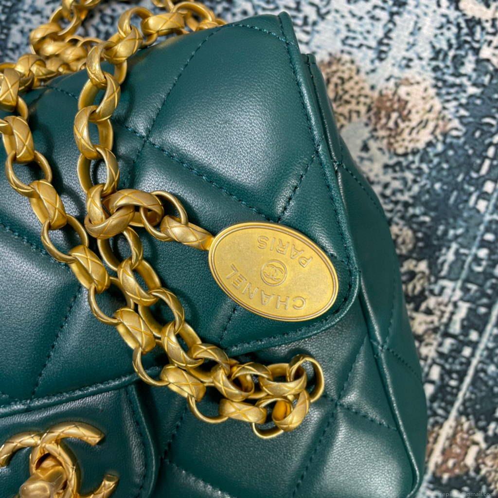 Chanel AS2693 Small Flap Bag Calfskin Gold Green