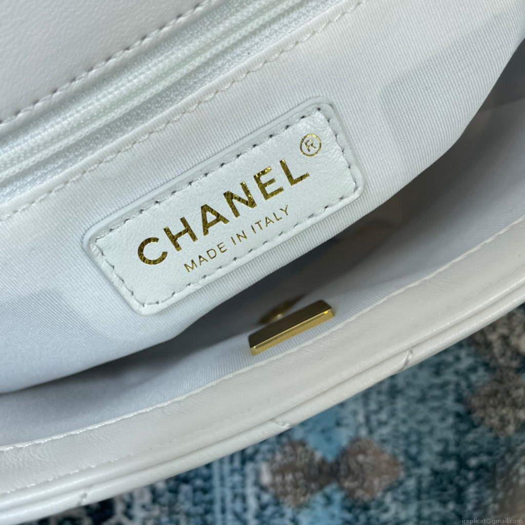 Chanel AS2693 Small Flap Bag Calfskin Gold White