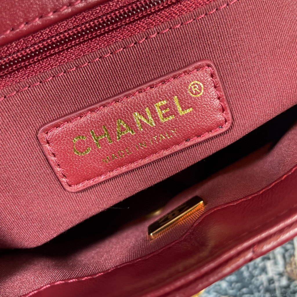 Chanel AS2693 Small Flap Bag Calfskin Gold Wine Red
