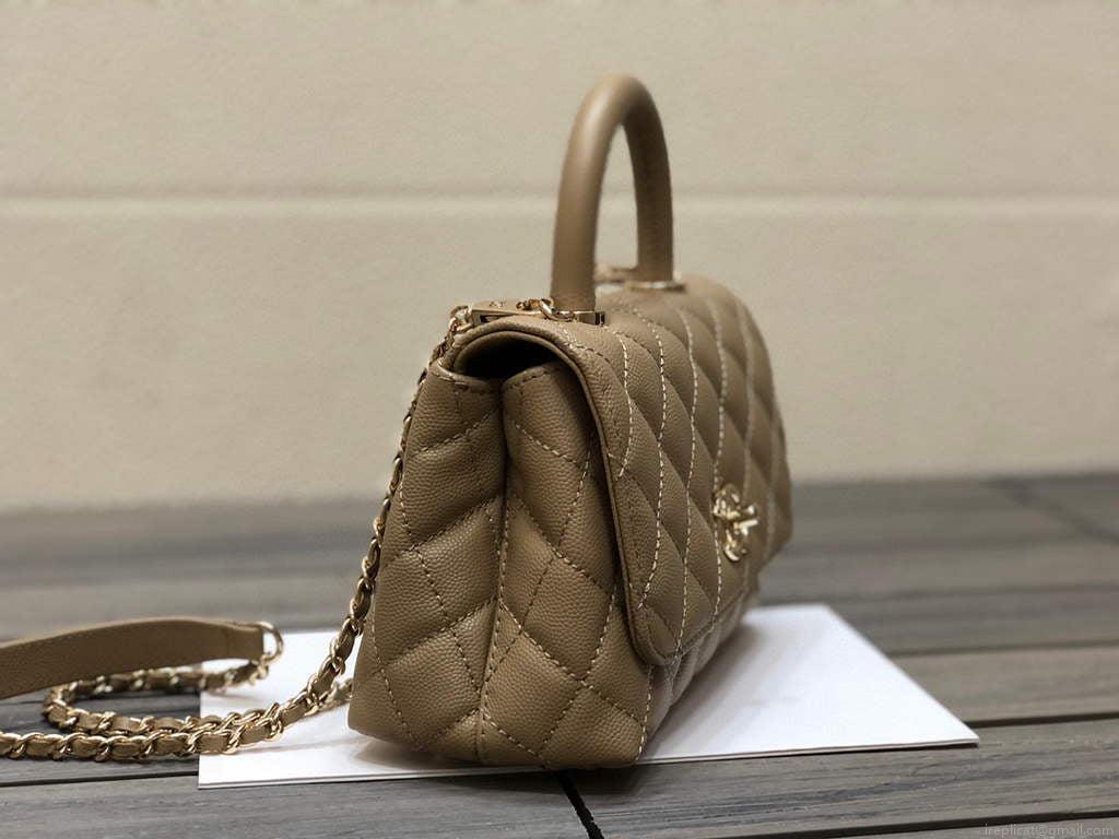 Chanel AS2215 mini flap bag with top handle Bag Apricot