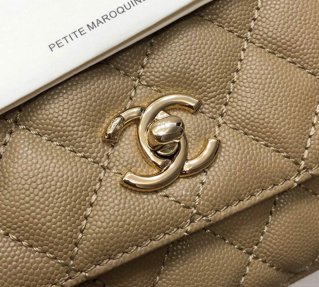 Chanel AS2215 mini flap bag with top handle Bag Apricot