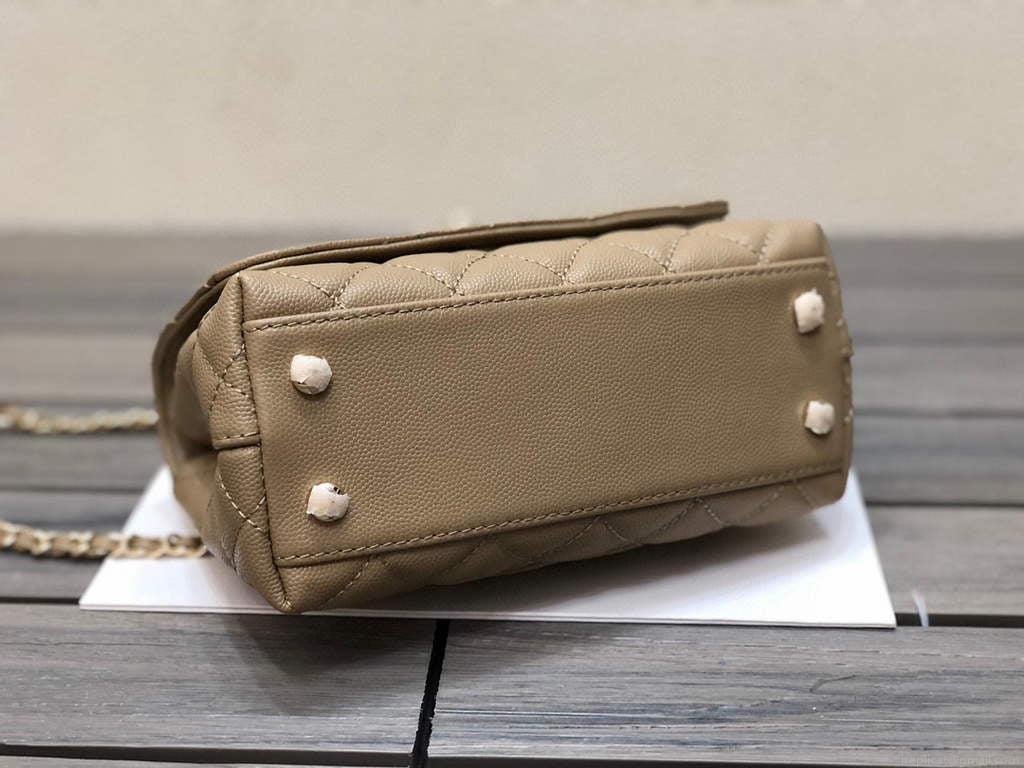 Chanel AS2215 mini flap bag with top handle Bag Apricot