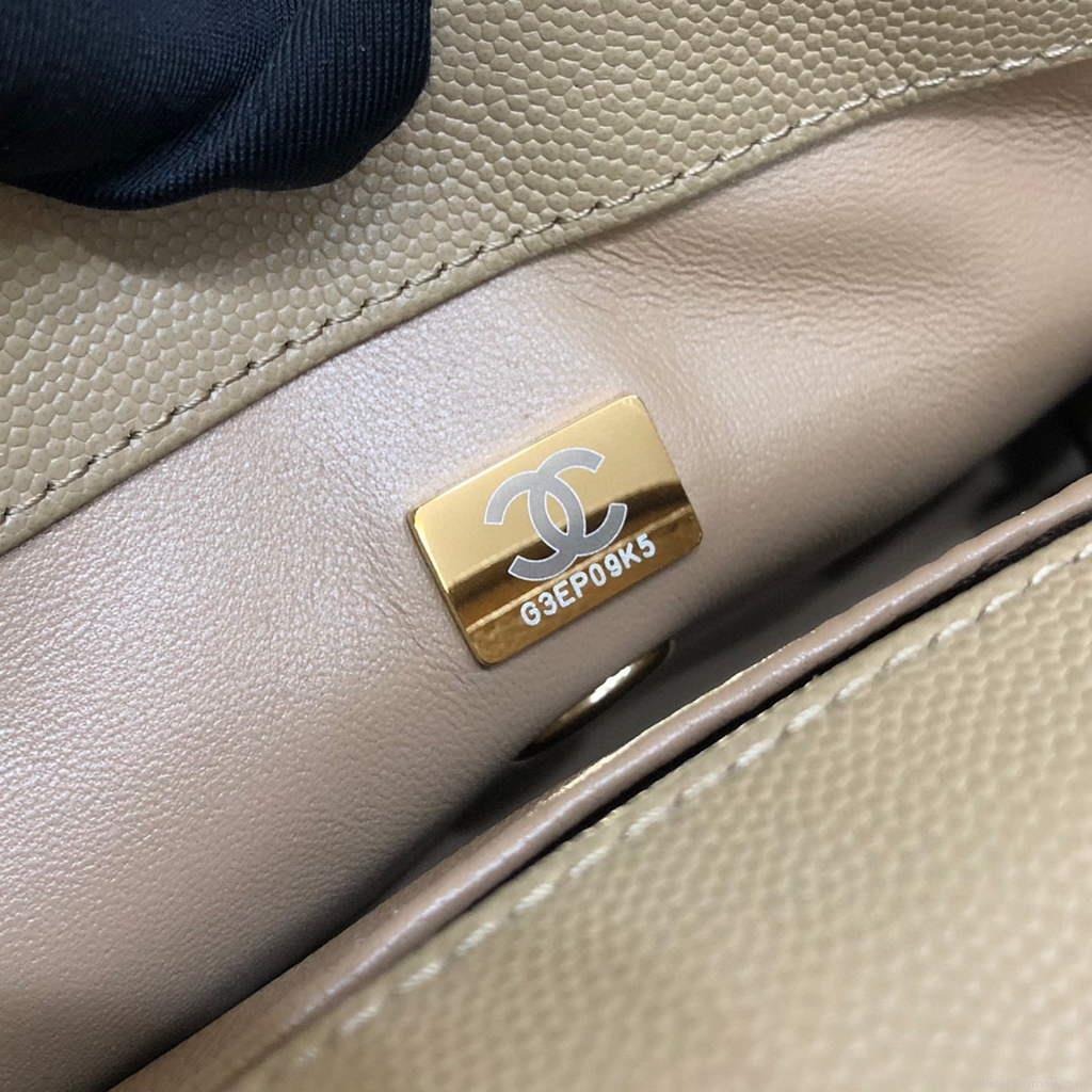 Chanel AS2215 mini flap bag with top handle Bag Apricot