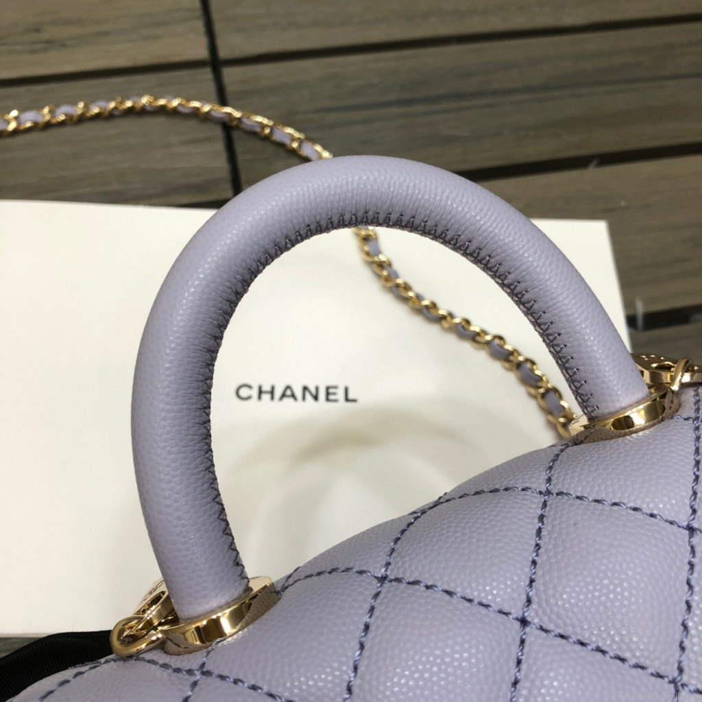 Chanel AS2215 mini flap bag with top handle Bag light blue