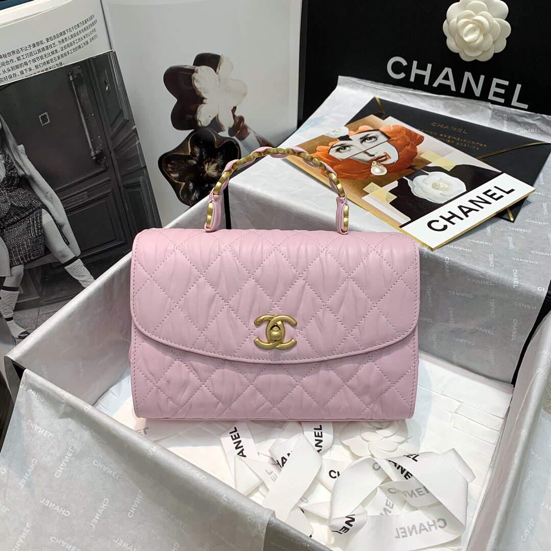 Chanel AS2478 Flap CC Wrapped Bag with Top Handle Pink