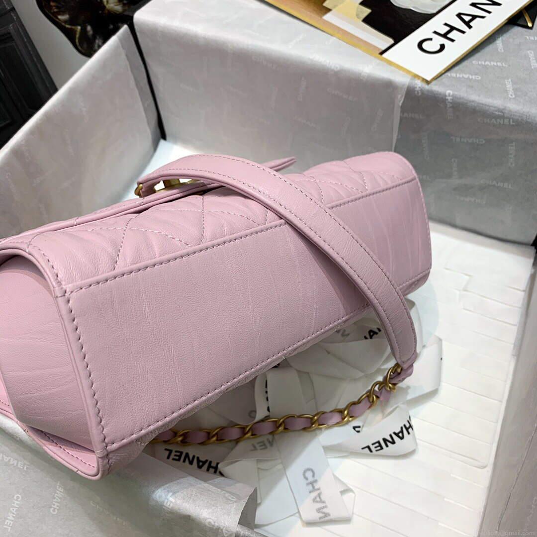 Chanel AS2478 Flap CC Wrapped Bag with Top Handle Pink