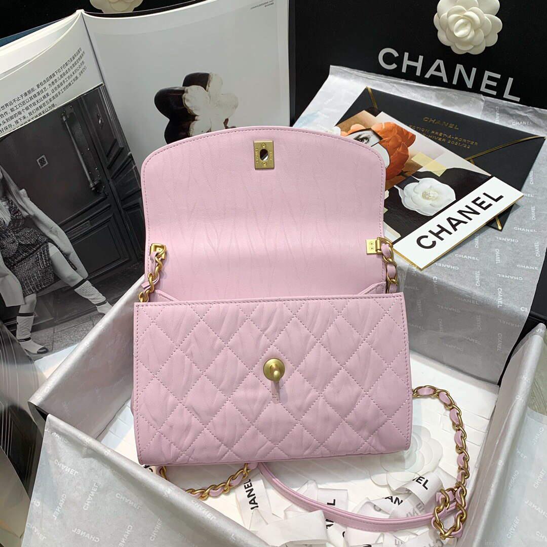 Chanel AS2478 Flap CC Wrapped Bag with Top Handle Pink